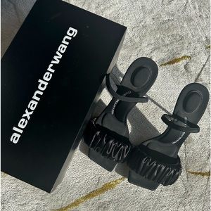 ALEXANDER WANG Black Scrunchie Jessie Heeled Sandals